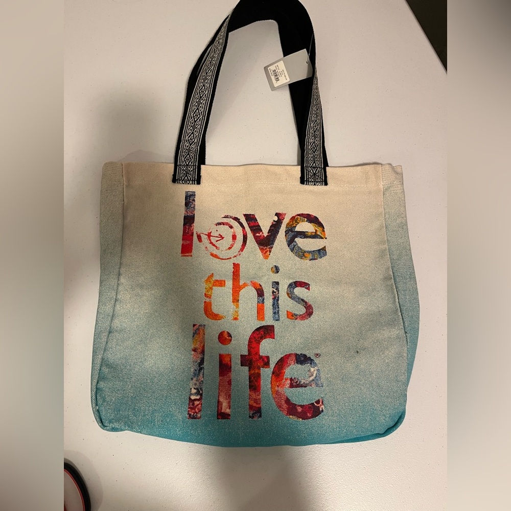 Love this Life green canvas tote